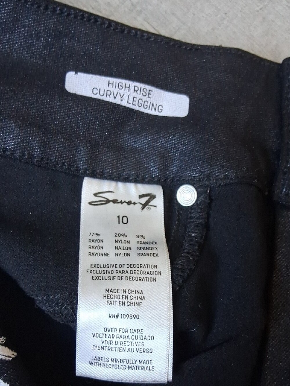 Seven7 Black Coated Skinny Jeans Faux Leather Look Size 10 - Picture 4 of 9